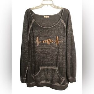 Z by zobha Gray Sweatshirt Style Oversized Tunic with Coffee Decal Size XXL